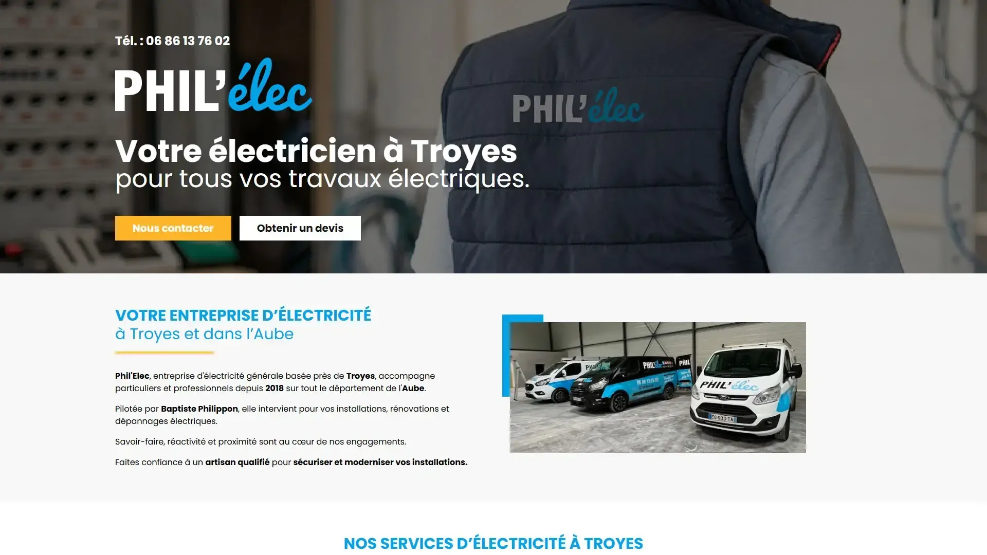 Page d'accueil du site Phil'Élec