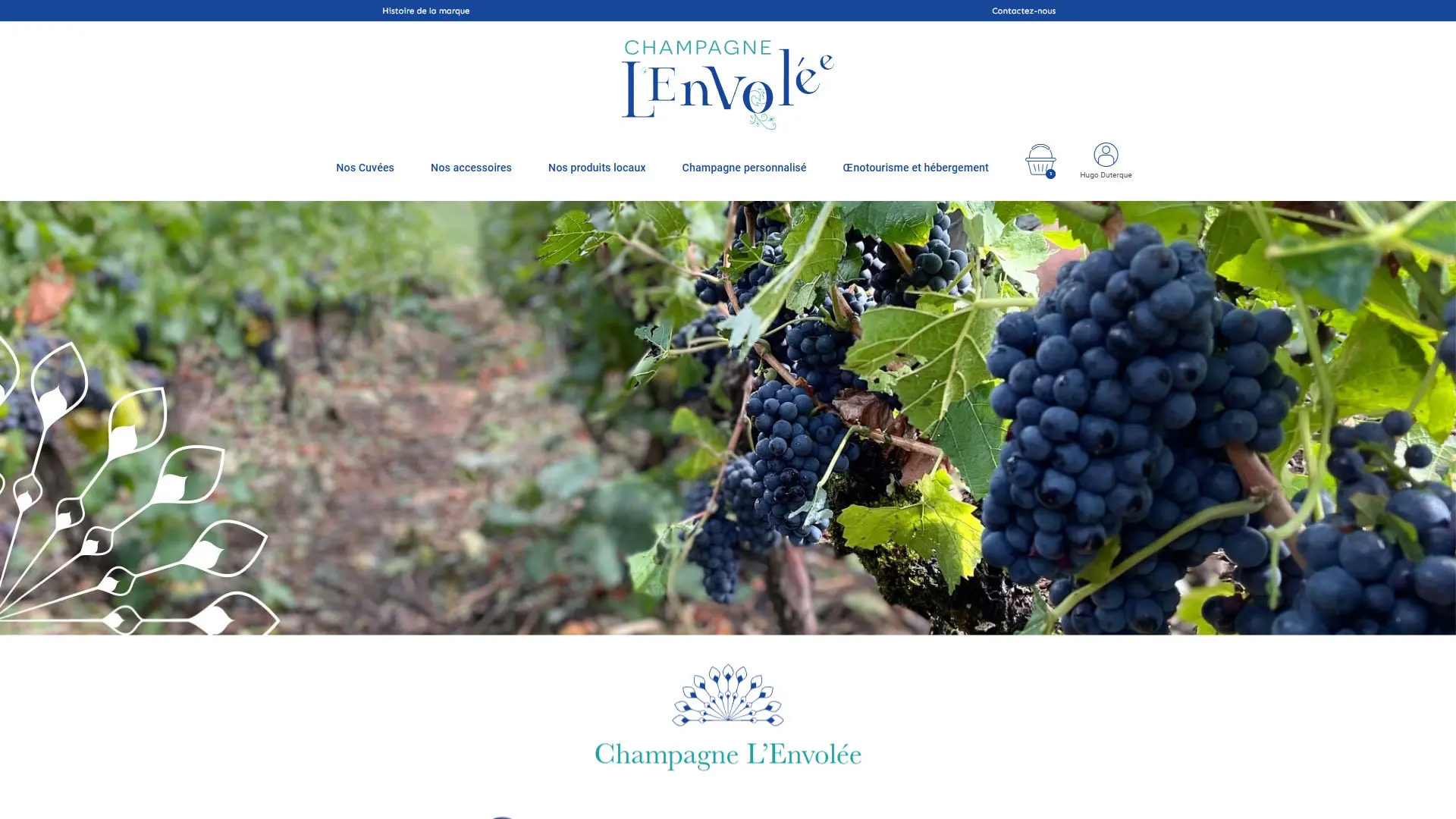Site Champagne L&rsquo;envolée créé par Hugo Duterque