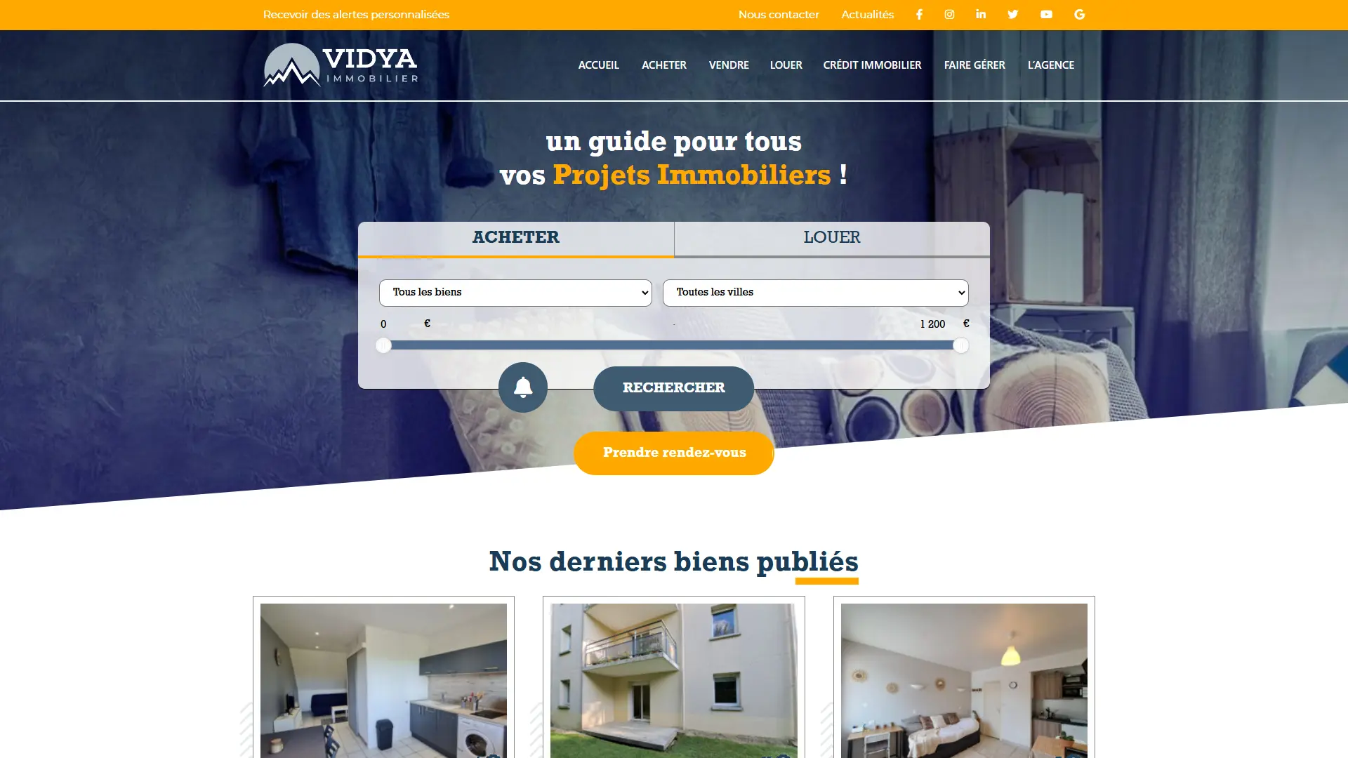 Site Vidya Immobilier créé par Hugo Duterque